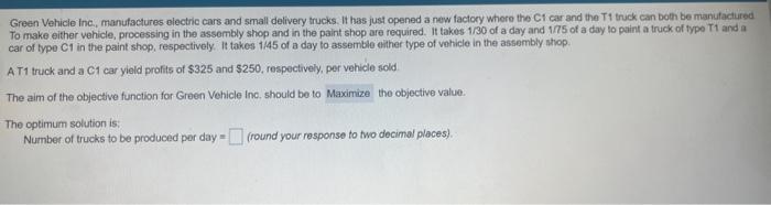 Green Vehicie Inc., manufactures electric cars