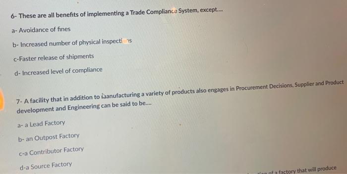 6- These are all benefits of implementing a Trade