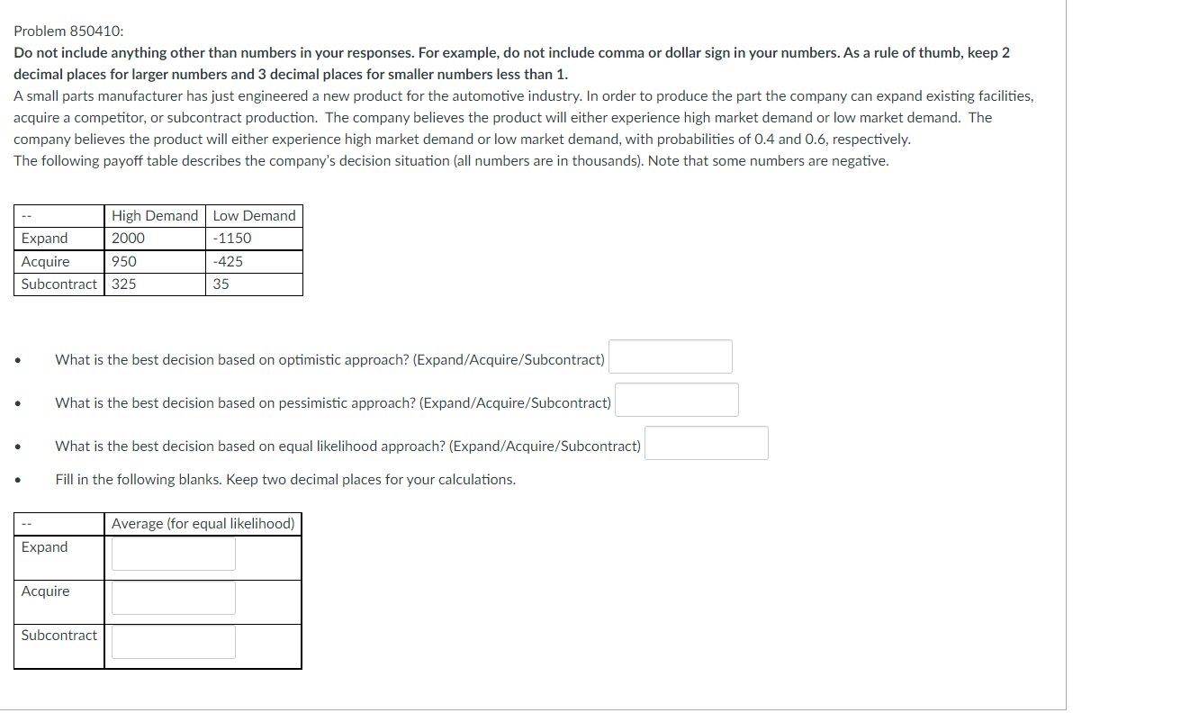 Problem 850410: Do not include anything other