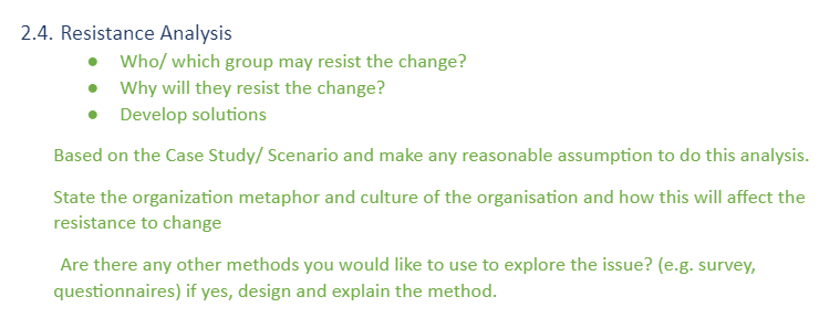 Answer the 2.4 question related to the case study