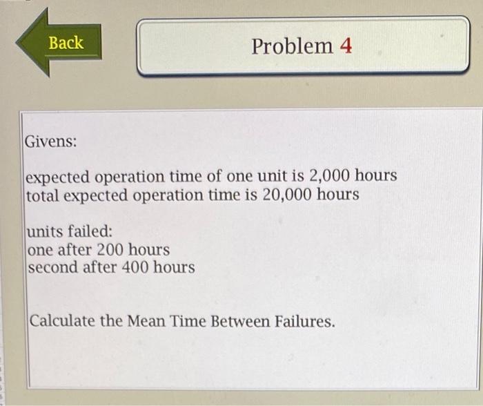 Givens: expected operation time of one unit is
