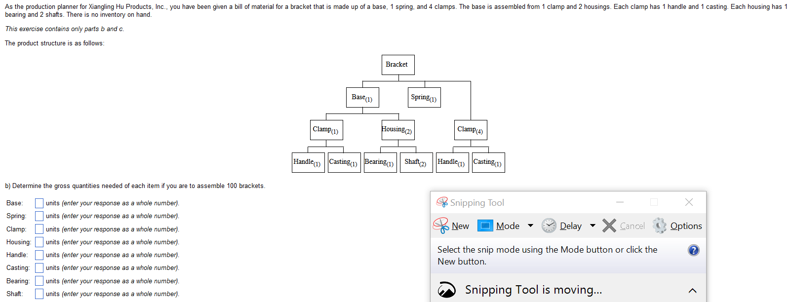 bearing and 2 shafts. There is no inventory on