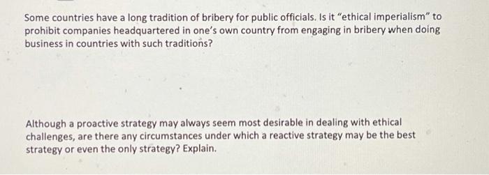 Some countries have a long tradition of bribery