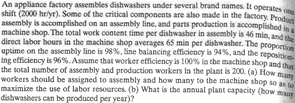 An appliance factory assembles dishwashers under
