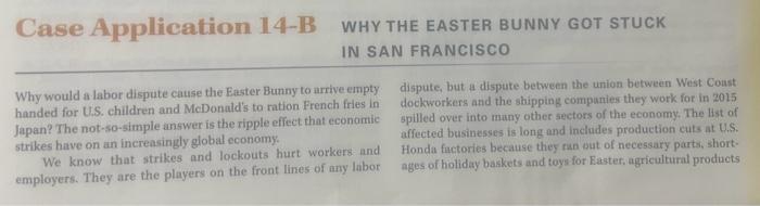 Why would a labor dispute cause the Easter Bunny