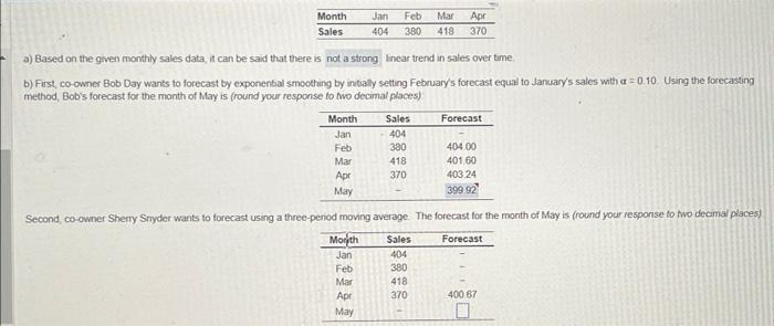 homework confusion a) Based on the given monthly
