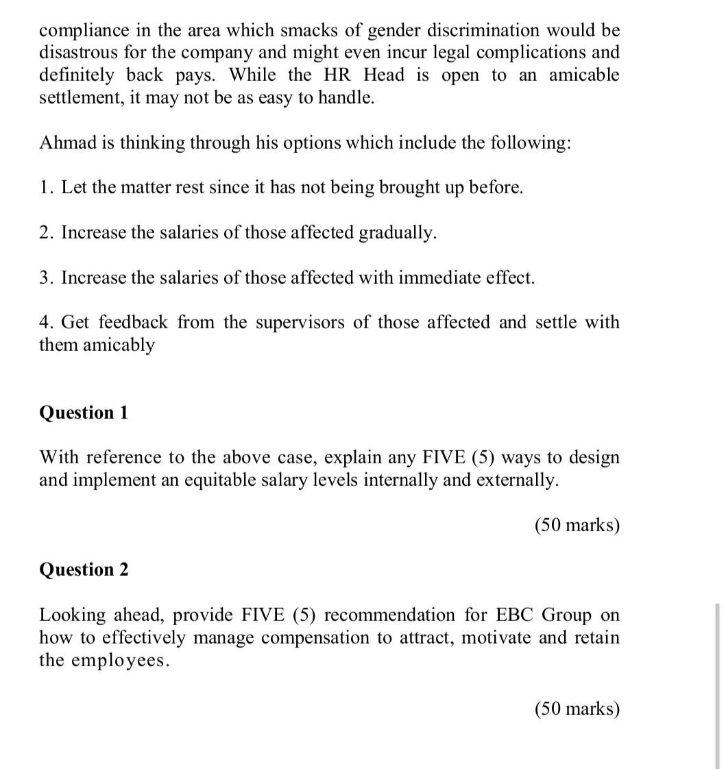 compliance in the area which smacks of gender