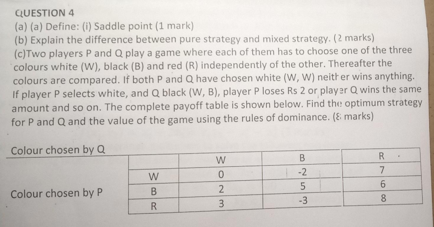 Kindly solve QUESTION 4 (a) (a) Define: (i)