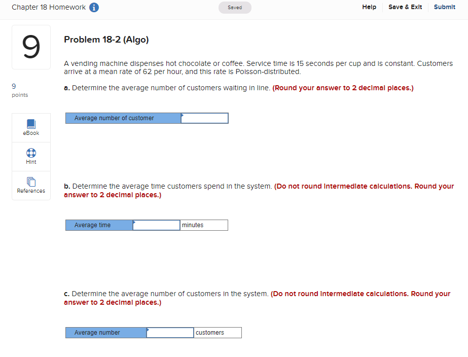 Chapter 18 Homework i Saved Help Save & Exit