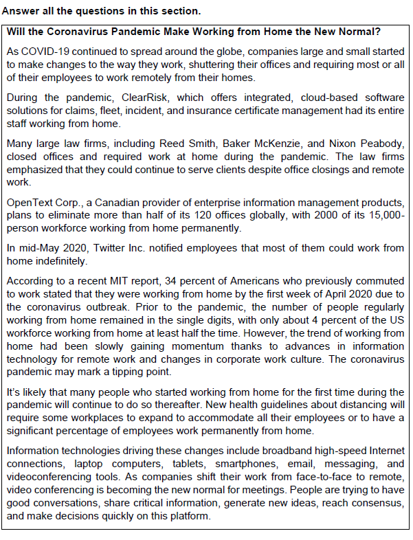 Answer all the questions in this section. Will