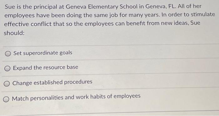 Sue is the principal at Geneva Elementary School