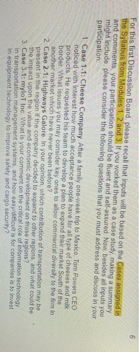 For this first Discussion Board, please recall