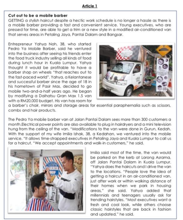 Article 1 Cut out to be a mobile barber GEITING a