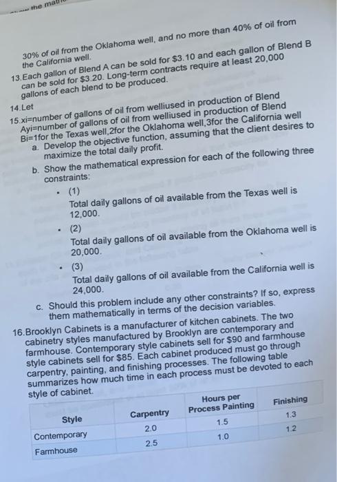 the ma 30% of oil from the Oklahoma well, and no
