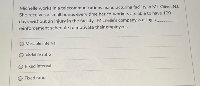 Michelle works in a telecommunications