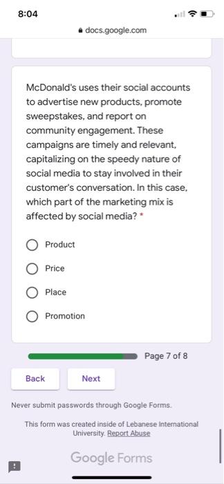 8:04 docs.google.com McDonald's uses their social