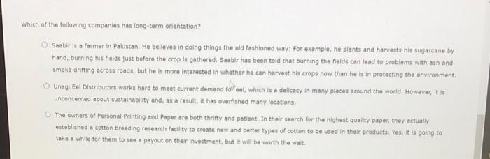 Which of the following companies has long-term