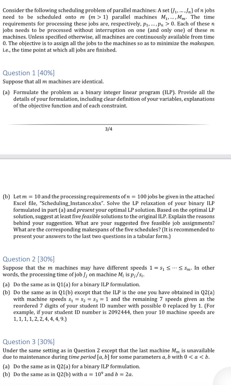 Consider the following scheduling problem of