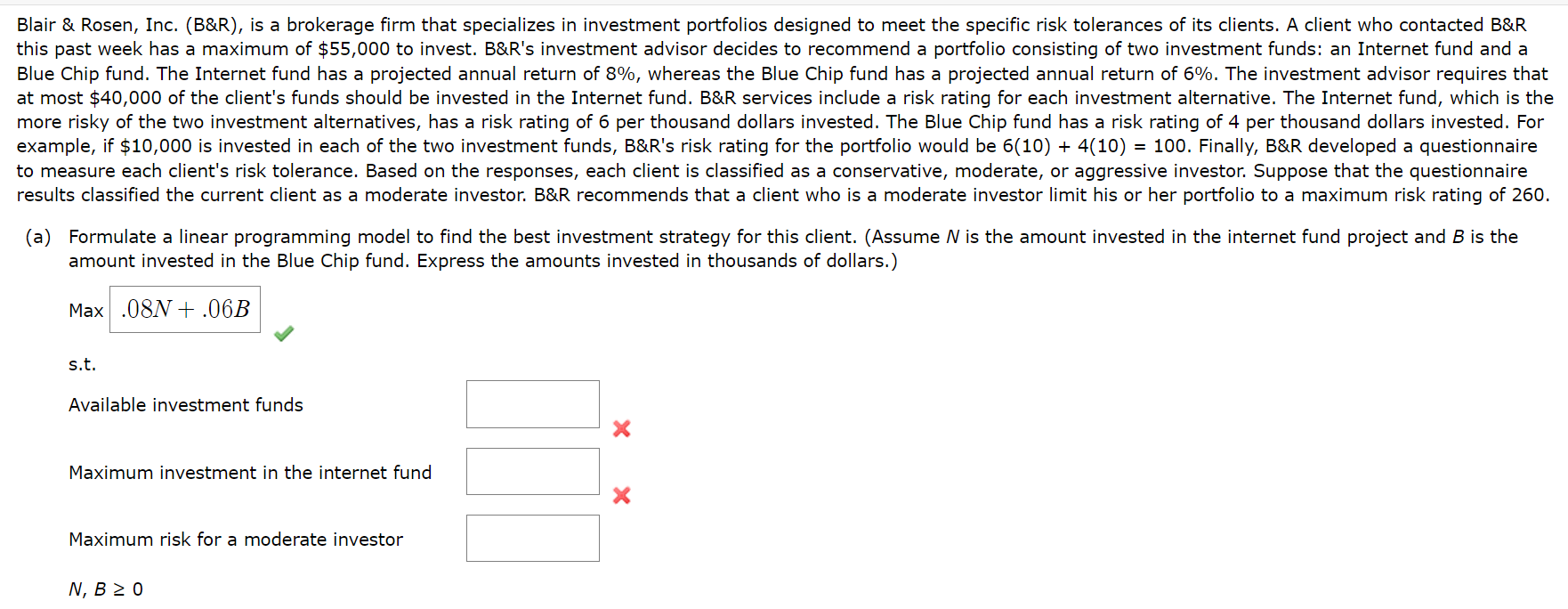 Please show how to do on Excel. Blair \& Rosen,