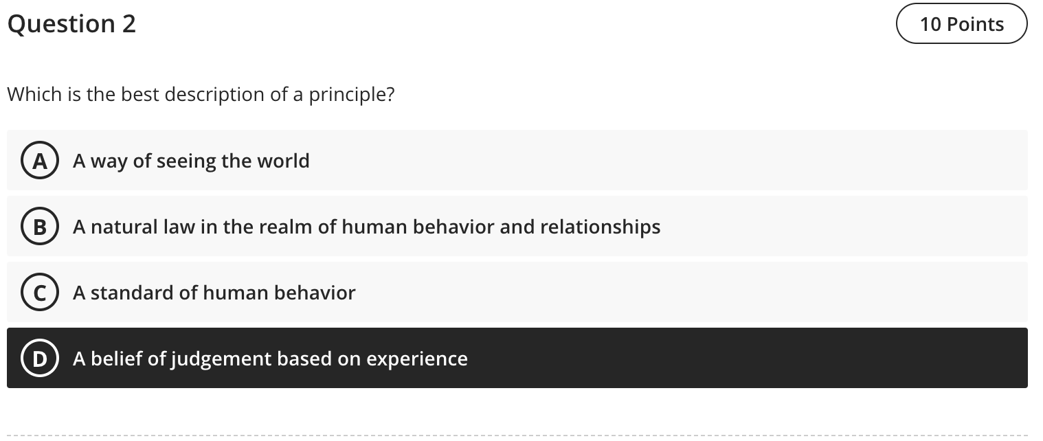 Question 2 Which is the best description of a