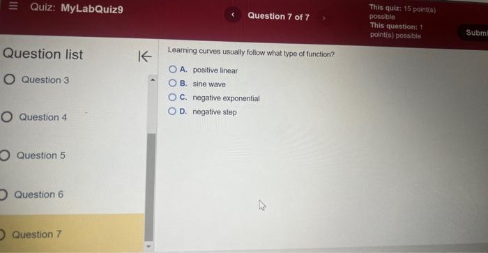 Question list Learning curves usually follow what