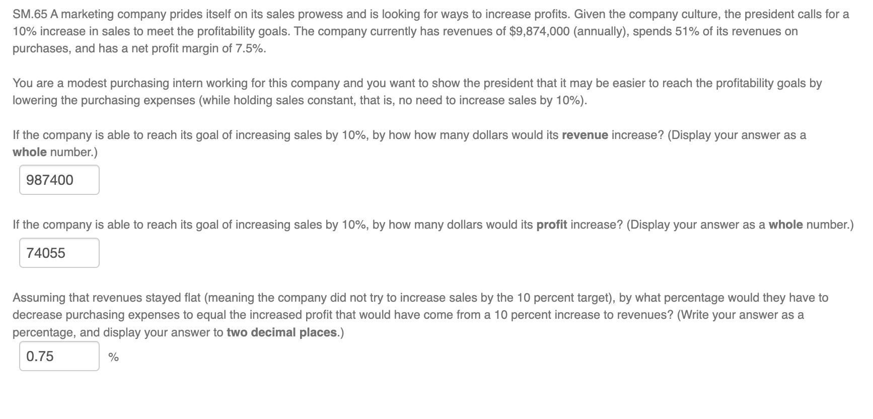 SM.65 A marketing company prides itself on its