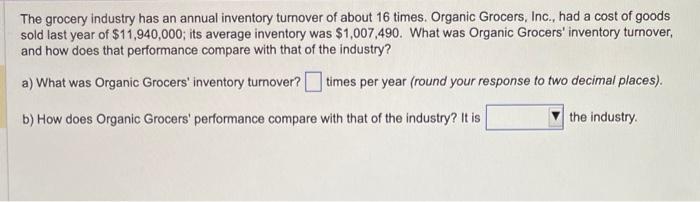 The grocery industry has an annual inventory