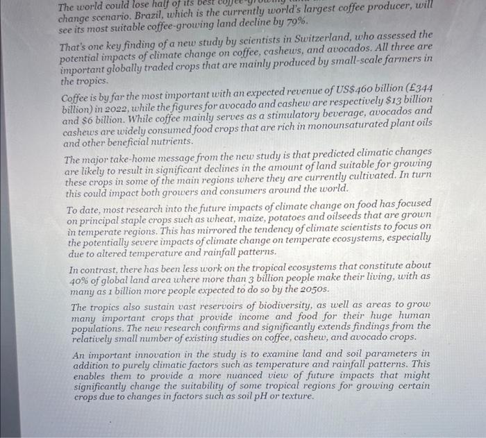 how will climate change effect the business all