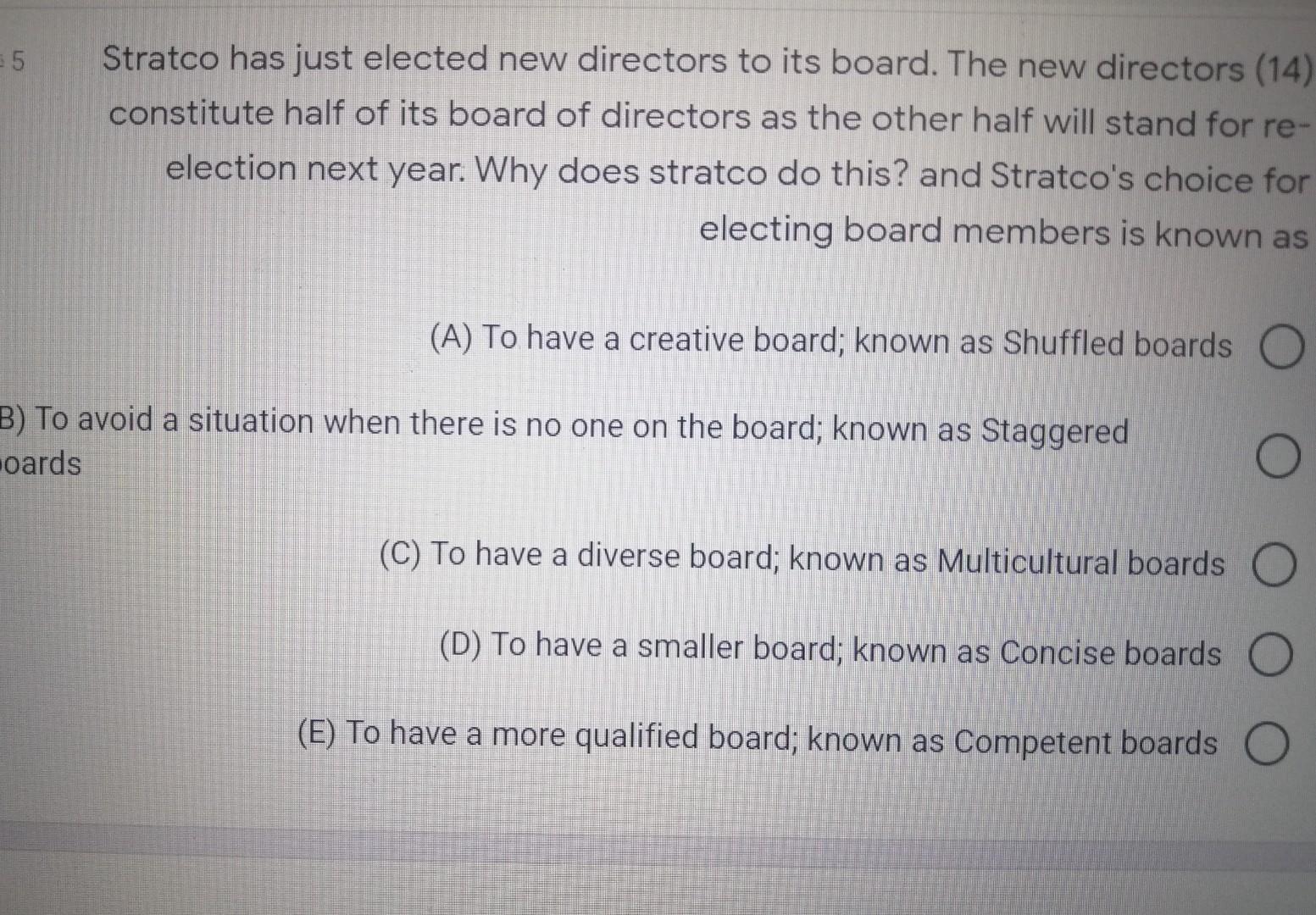 5 Stratco has just elected new directors to its