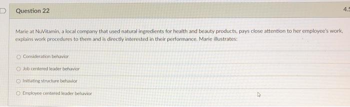 D Question 22 4.5 Marie at Nitamin, a local