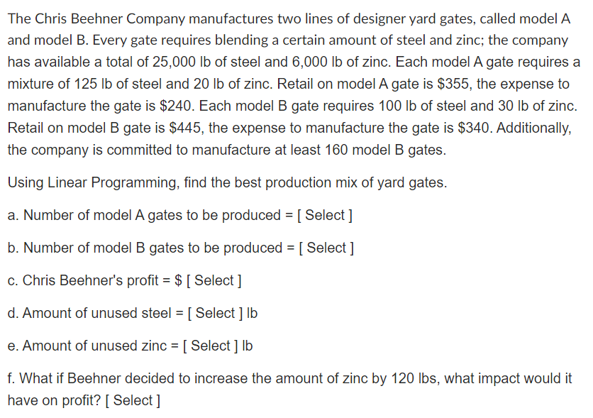 The Chris Beehner Company manufactures two lines