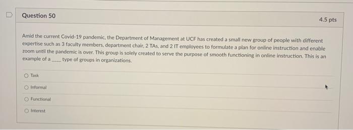 Question 50 4.5 pts Amid the current Covid-19