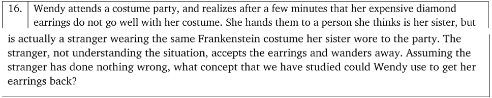 16. Wendy attends a costume party, and realizes