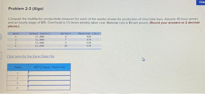 Ches Problem 2-3 (Algo) Compute the multifactor