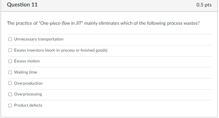 The practice of "One-piece-flow in JIT" mainly