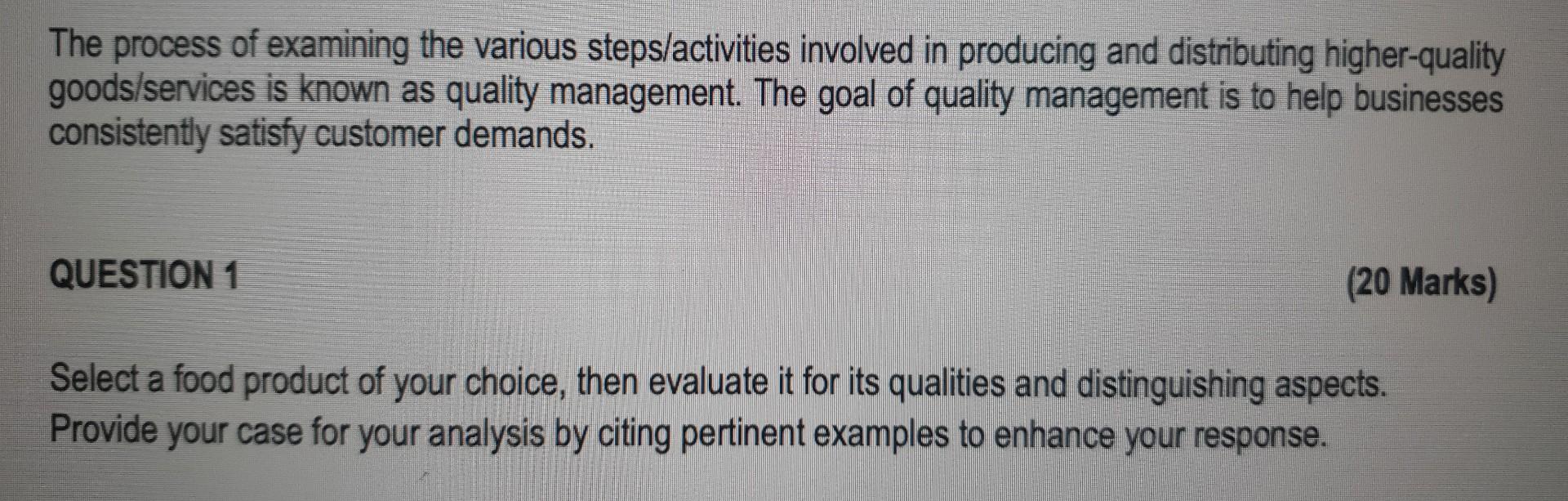 please answer Question 1 in full with reference