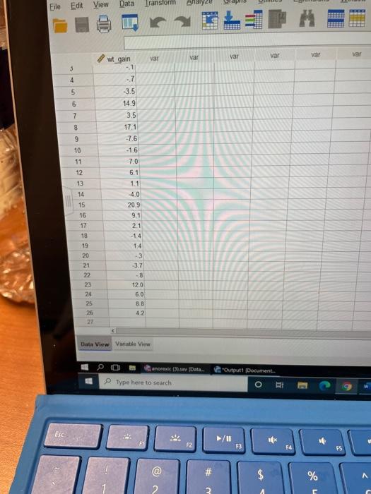 The data set is listed below for this problem,