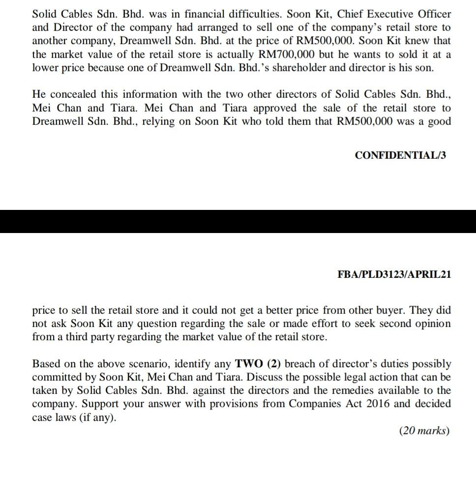 Solid Cables Sdn. Bhd. was in financial