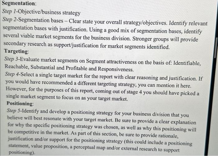 MARKETING REPORT STP ( TARGETING STEP 3) step 3 -