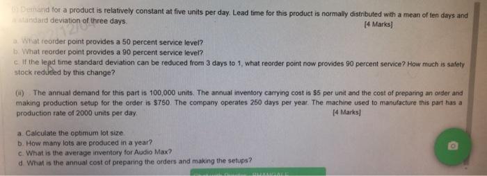 nd for a product is relatively constant at five