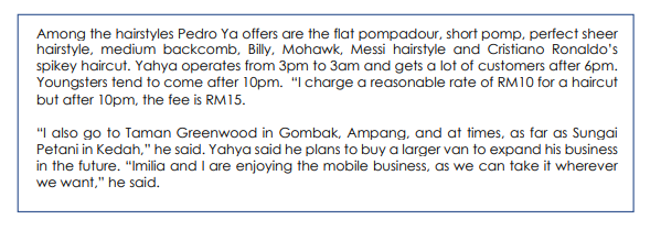 Article 1 Cut out to be a mobile barber GETIING a