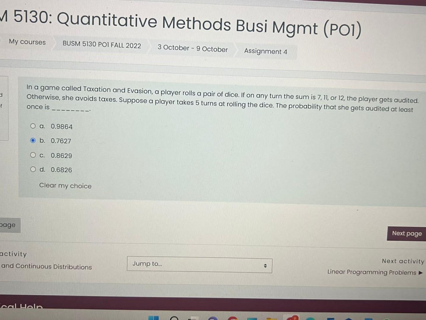 1 5130: Quantitative Methods Busi Mgmt (PO1) 3