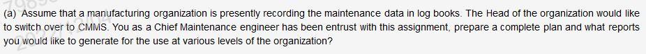(a) Assume that a manufacturing organization is