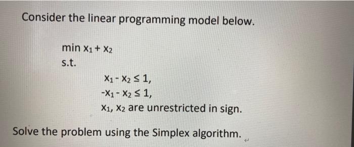 Consider the linear programming model below. min