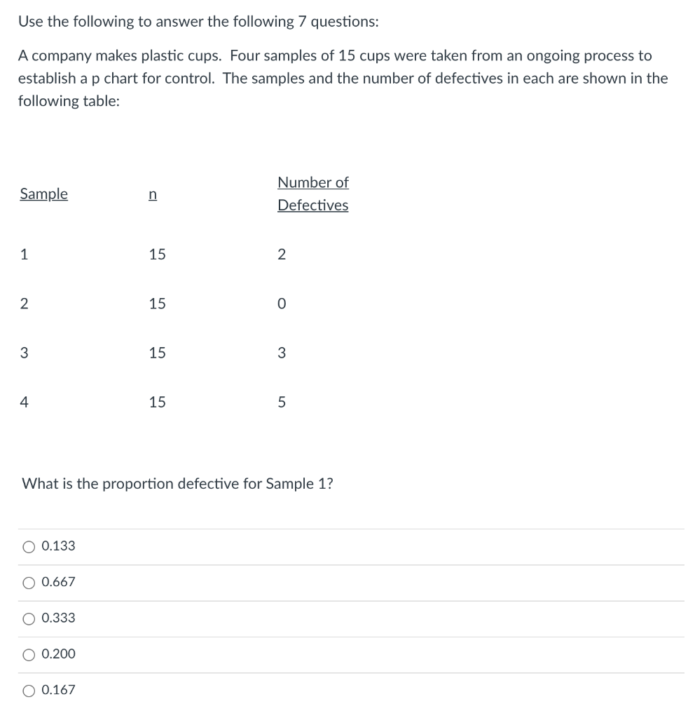 Use the following to answer the following 7