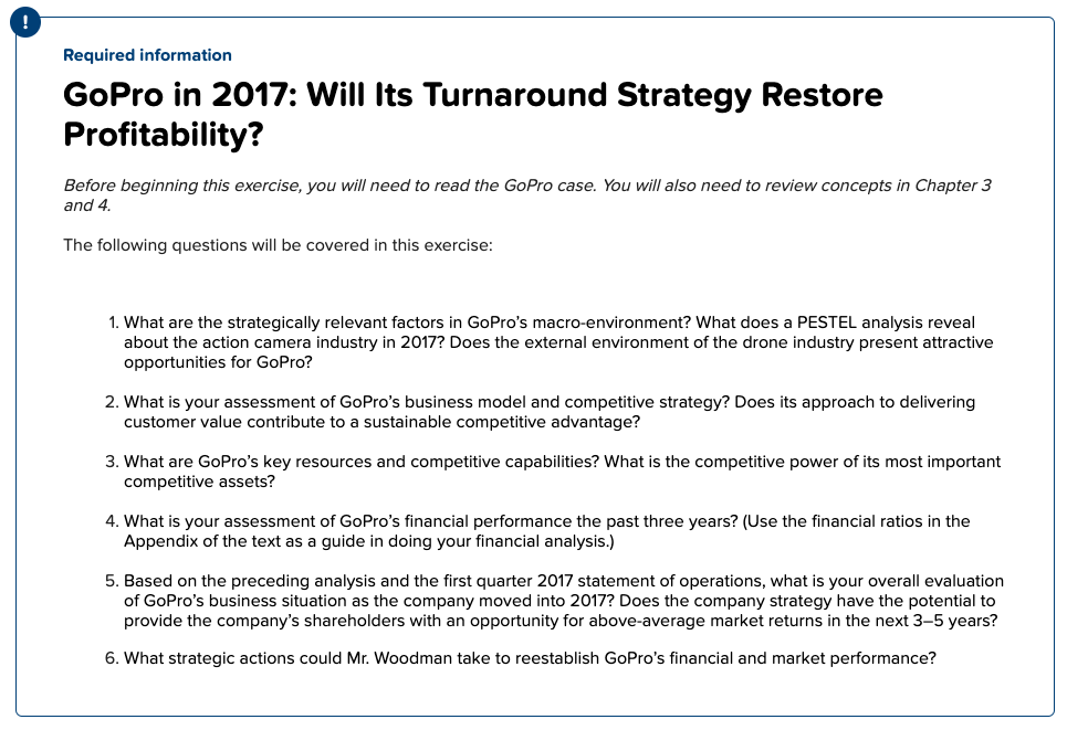 True/False Required information GoPro in 2017: