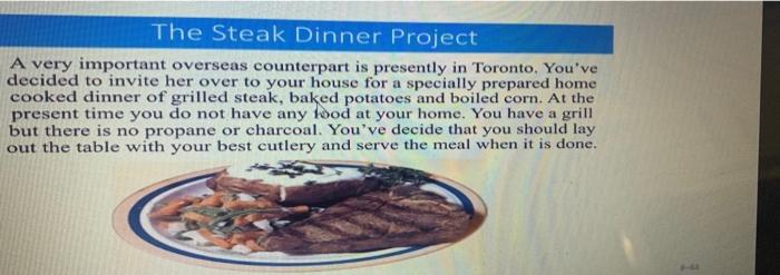 The Steak Dinner Project A very important