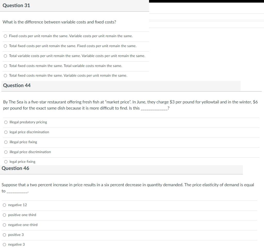 Question 31 What is the difference between