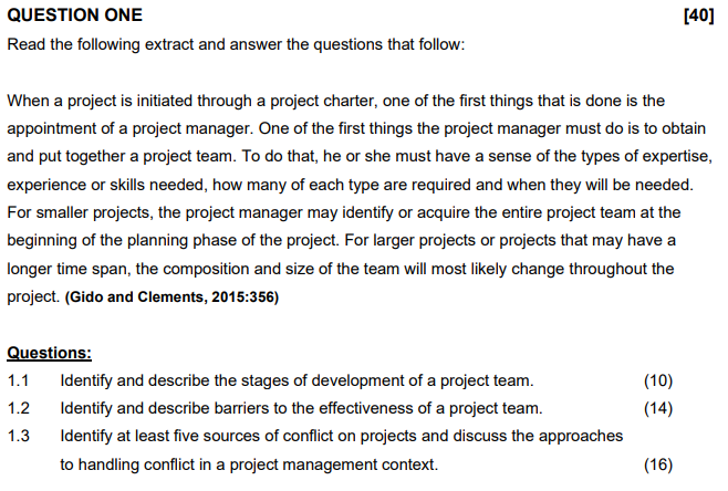 QUESTION ONE [40] Read the following extract and