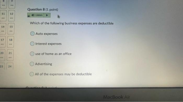1 1 Question 8 (1 point) Listen 11 12 Which of